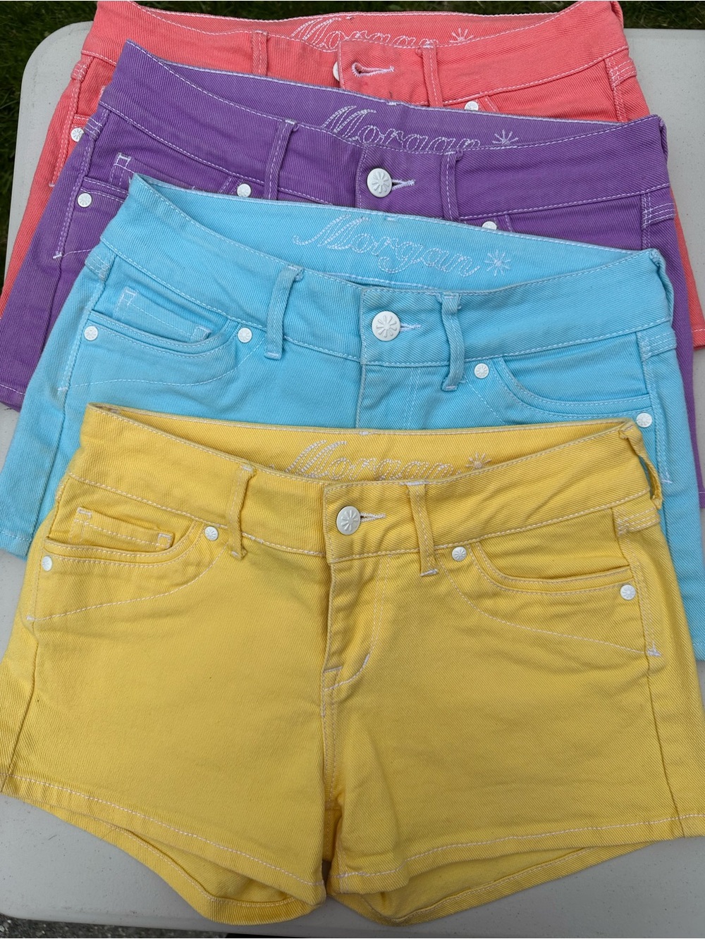 4 Pair Colorful Denim Shorts Lot